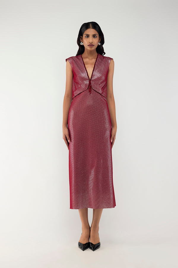 Midnight Mirror Sheath Dress - Red