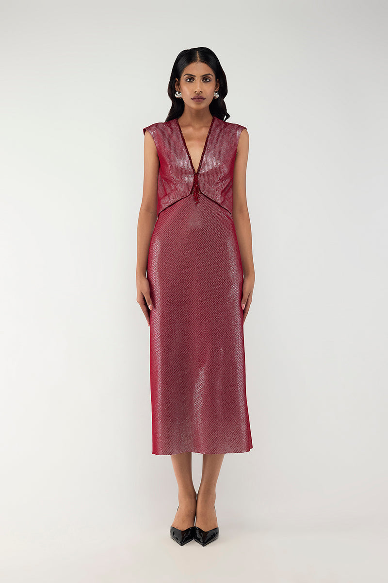 Midnight Mirror Sheath Dress - Red