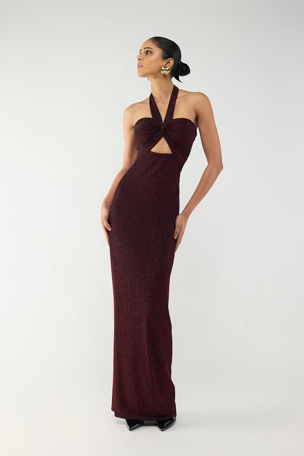 Crimson Halo Halter Dress