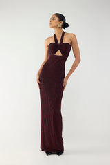 Crimson Halo Halter Dress