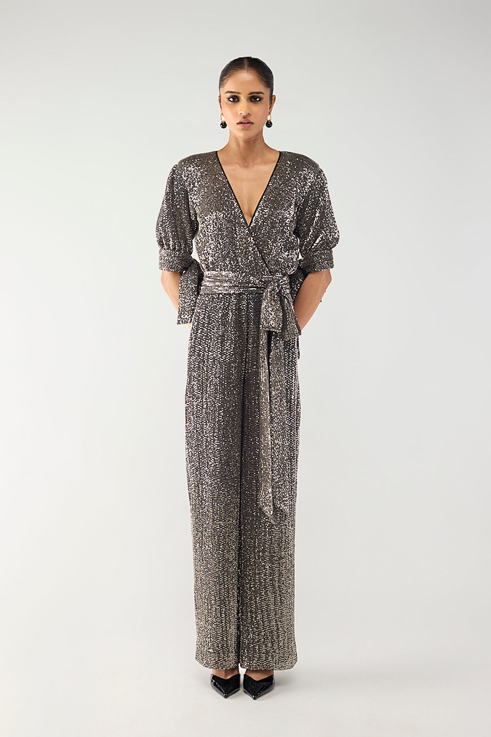 Gunmetal Wrap Jumpsuit