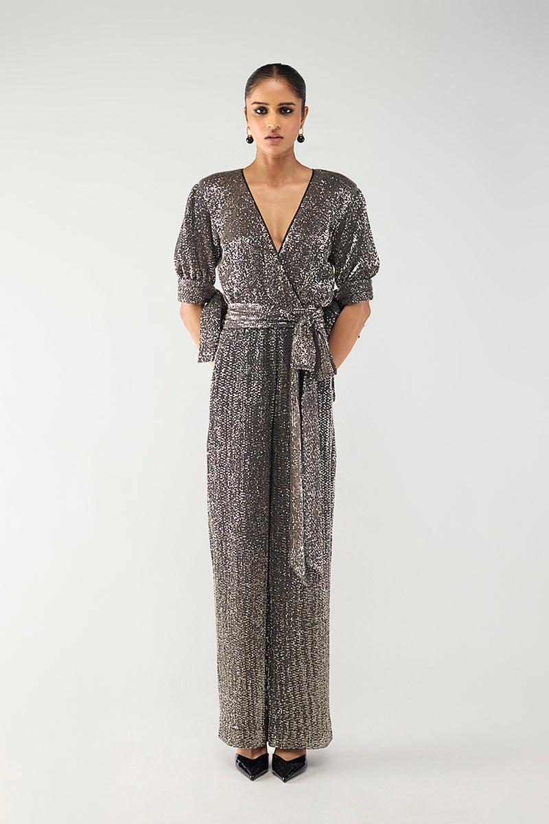 Gunmetal Wrap Jumpsuit