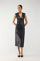 Midnight Mirror Sheath Dress - Black