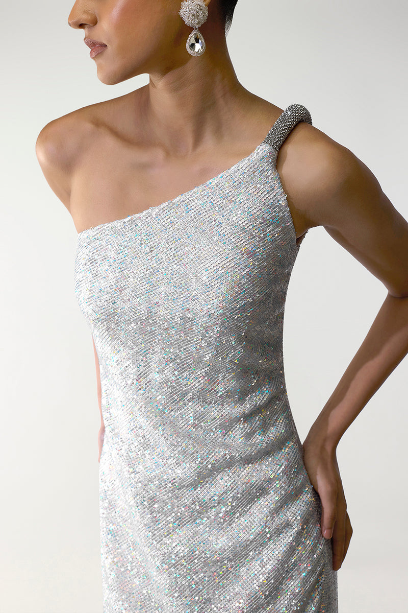 Iridescent One-Shoulder Gown