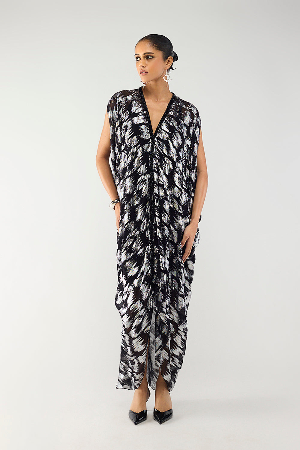 Black & Silver Kaftan Gown
