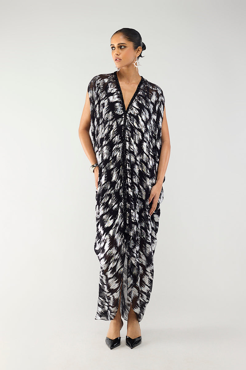 Black & Silver Kaftan Gown