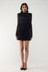 Midnight Black Crystal Mini Dress