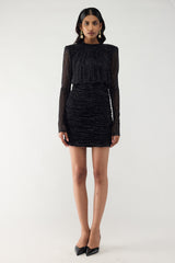Midnight Black Crystal Mini Dress