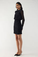 Midnight Black Crystal Mini Dress