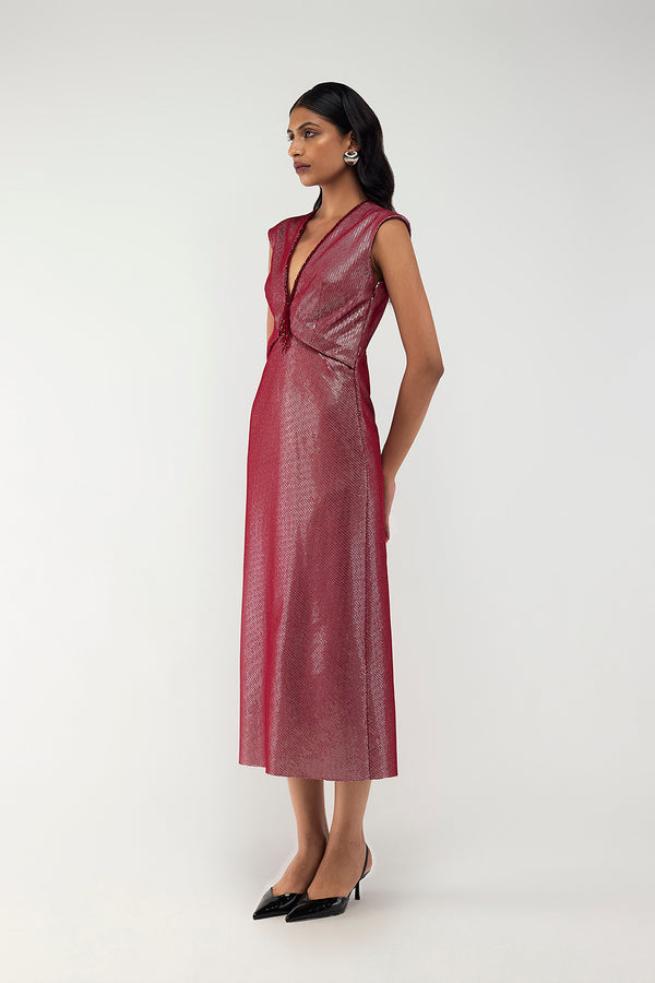 Midnight Mirror Sheath Dress - Red