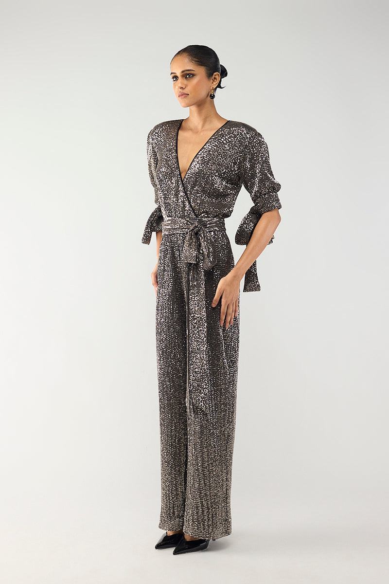 Gunmetal Wrap Jumpsuit