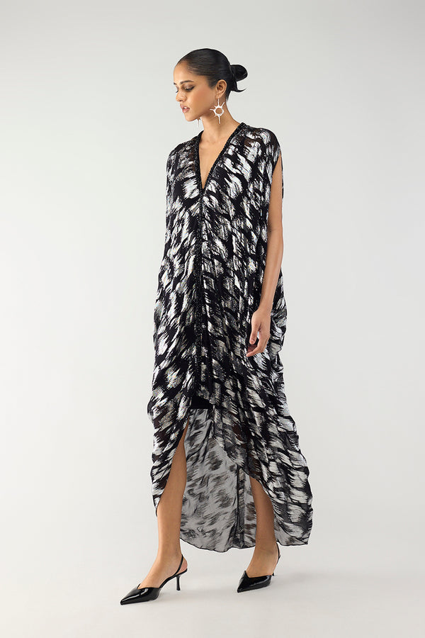 Black & Silver Kaftan Gown