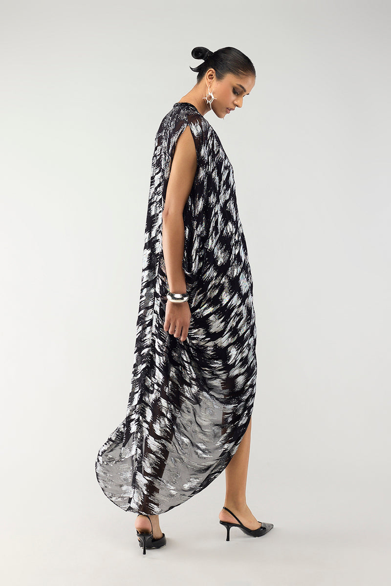Black & Silver Kaftan Gown
