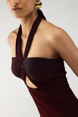 Crimson Halo Halter Dress