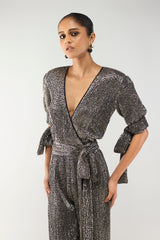 Gunmetal Wrap Jumpsuit