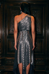Silver One-Shoulder Asymmetrical Dress