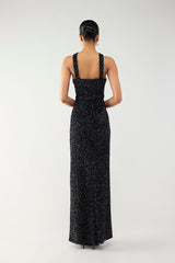 Black Crystal Halter Gown