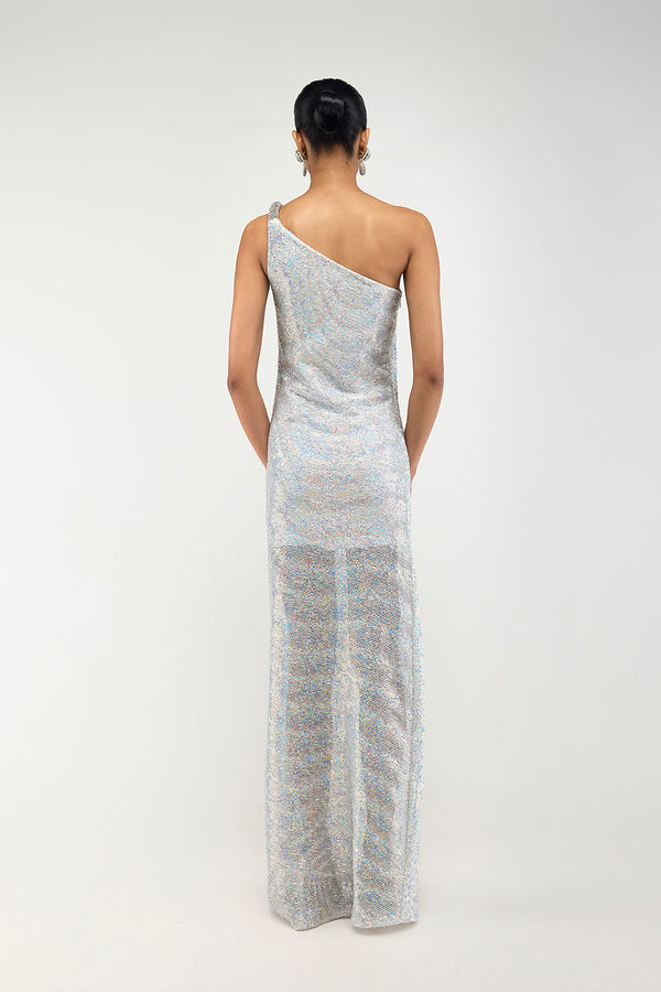 Iridescent One-Shoulder Gown