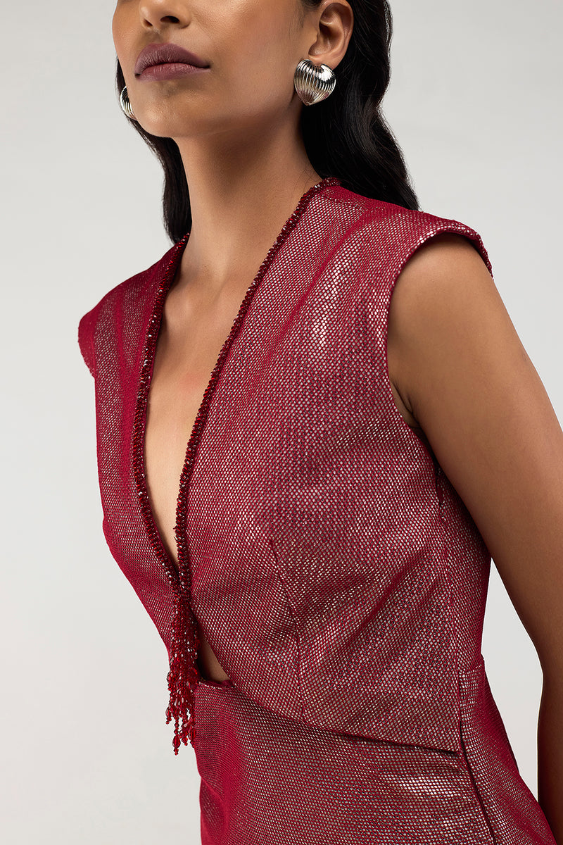 Midnight Mirror Sheath Dress - Red