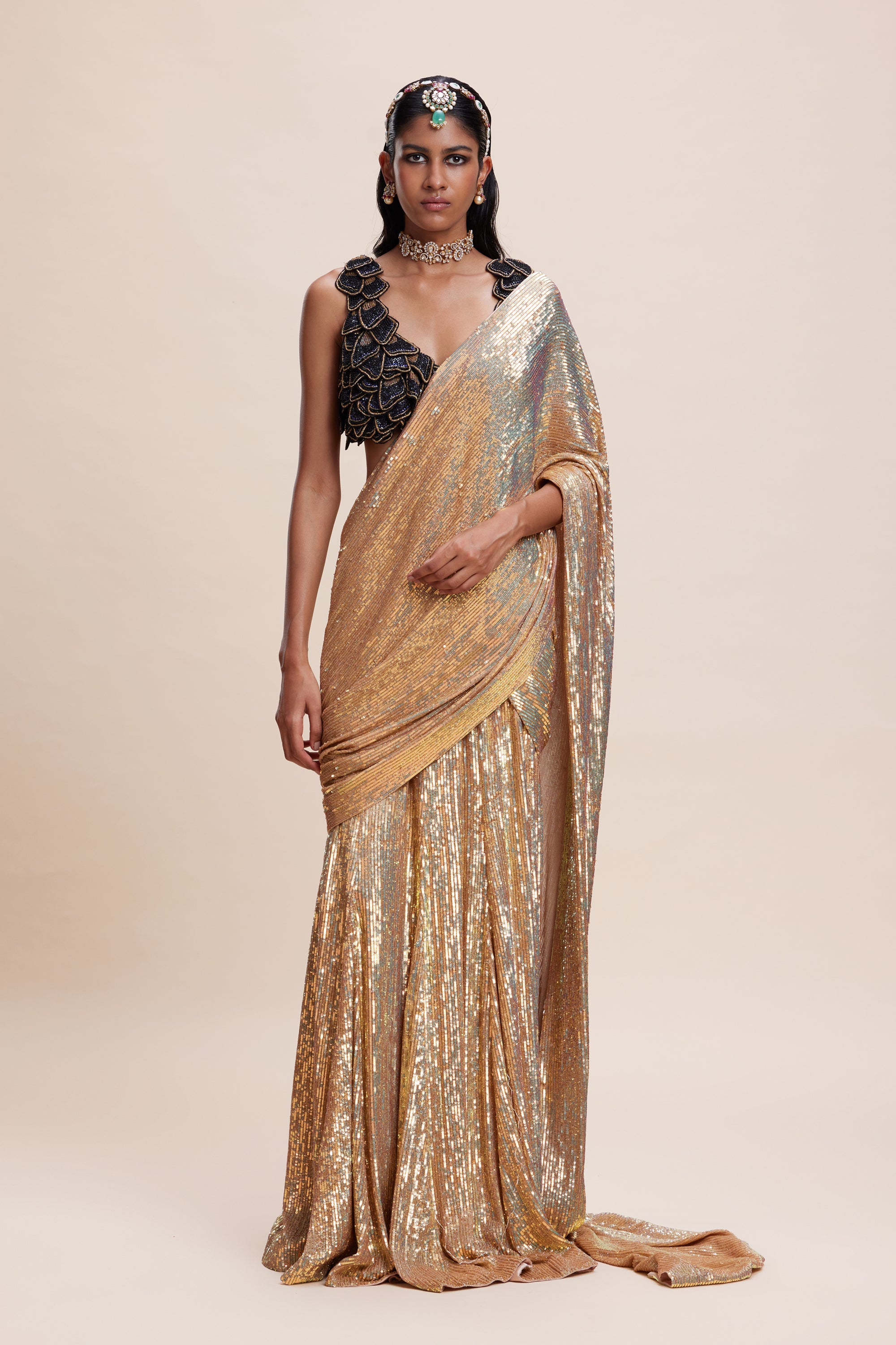 Gold Sequin Saree