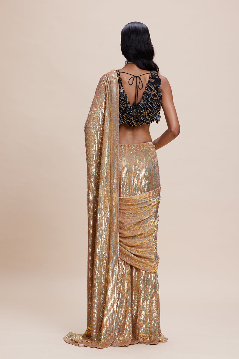 Gold Sequin Saree