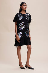 Black Midi Ruffle Dress