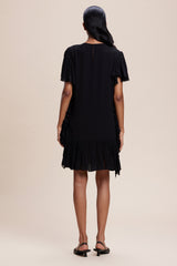 Black Midi Ruffle Dress