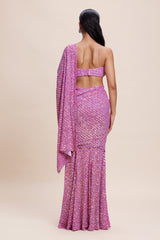 Pink Embellished Draped Saree