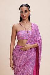 Pink Embellished Draped Saree