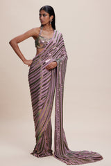 Pink Sequin Saree