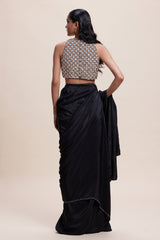 Black Saree with Embellished Blouse