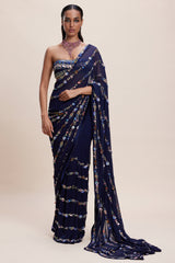 Midnight Blue Embellished Saree