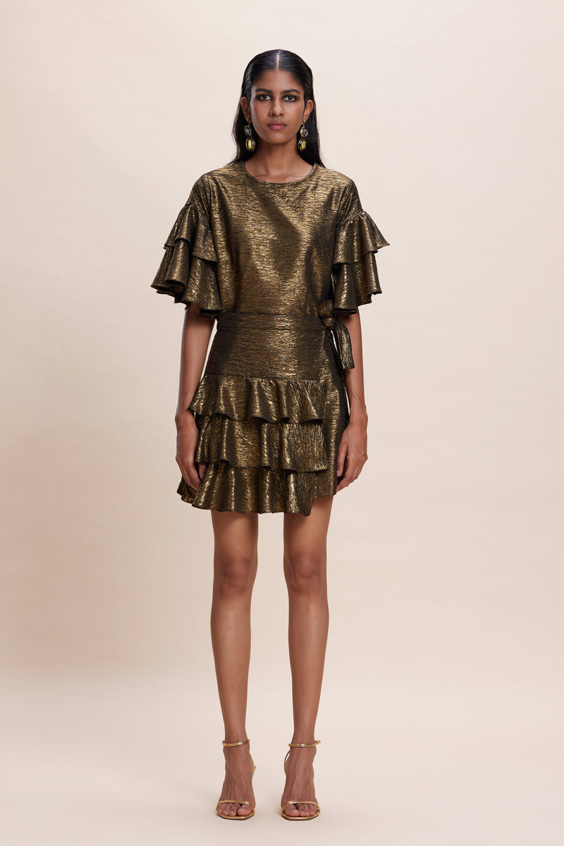 Golden Ruffle Golden Ruffle Dress – Kangana Trehan