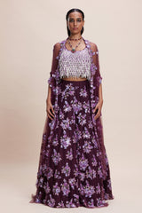 Purple Embellished Lehenga