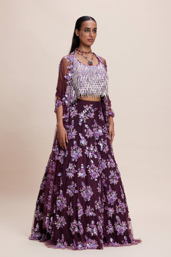 Purple Embellished Lehengas