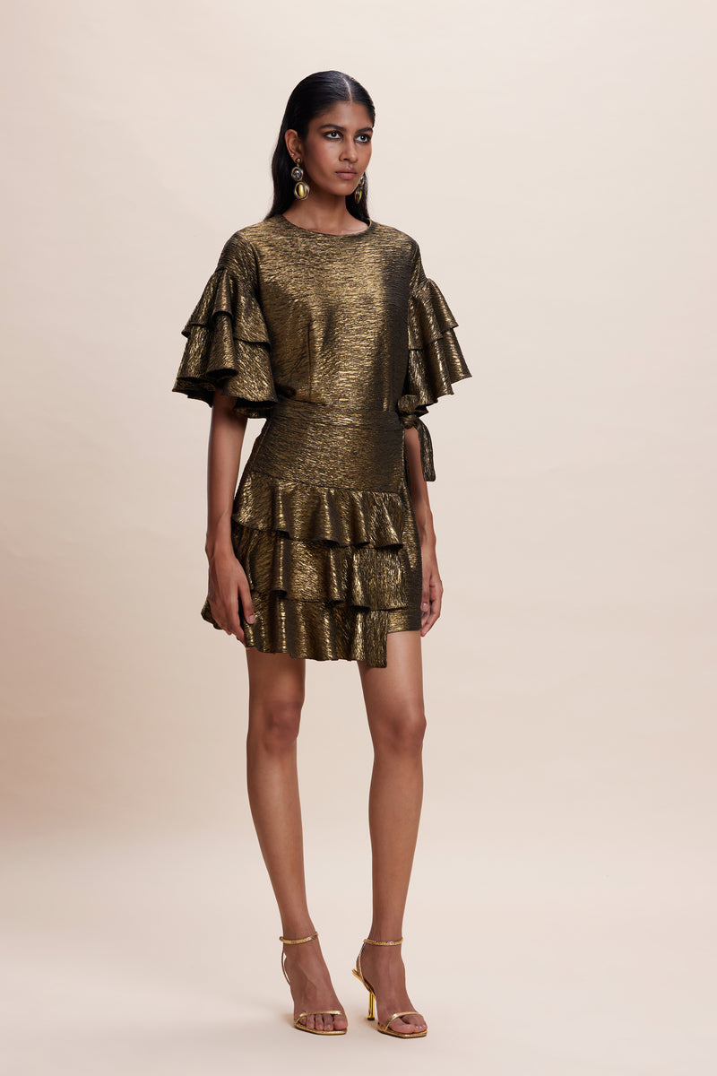 Golden Ruffle Golden Ruffle Dress – Kangana Trehan