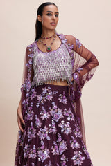 Purple Embellished Lehenga