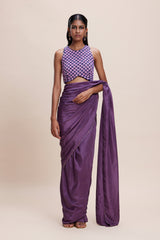 Purple Saree with Embellished Blouse