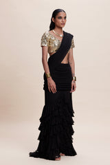 Black Ruffle Saree