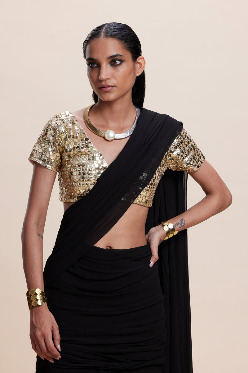 Black Ruffle Saree