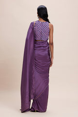 Purple Saree with Embellished Blouse