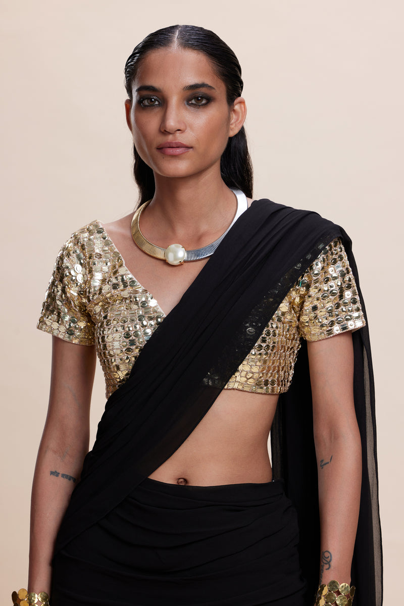 Black Ruffle Saree