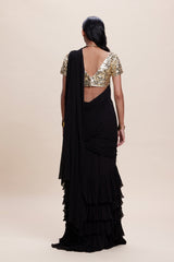 Black Ruffle Saree