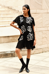 Black Midi Ruffle Dress