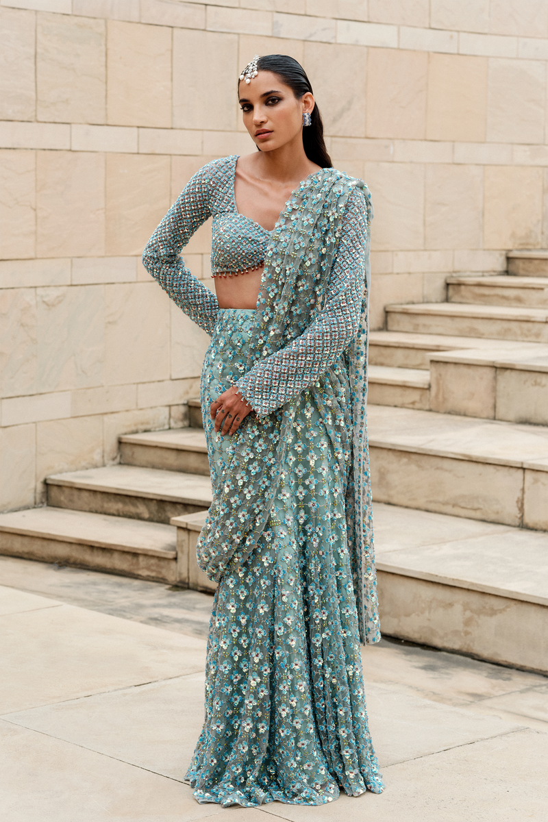 Blue Drape Saree