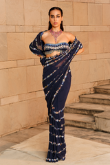 Midnight Blue Embellished Saree