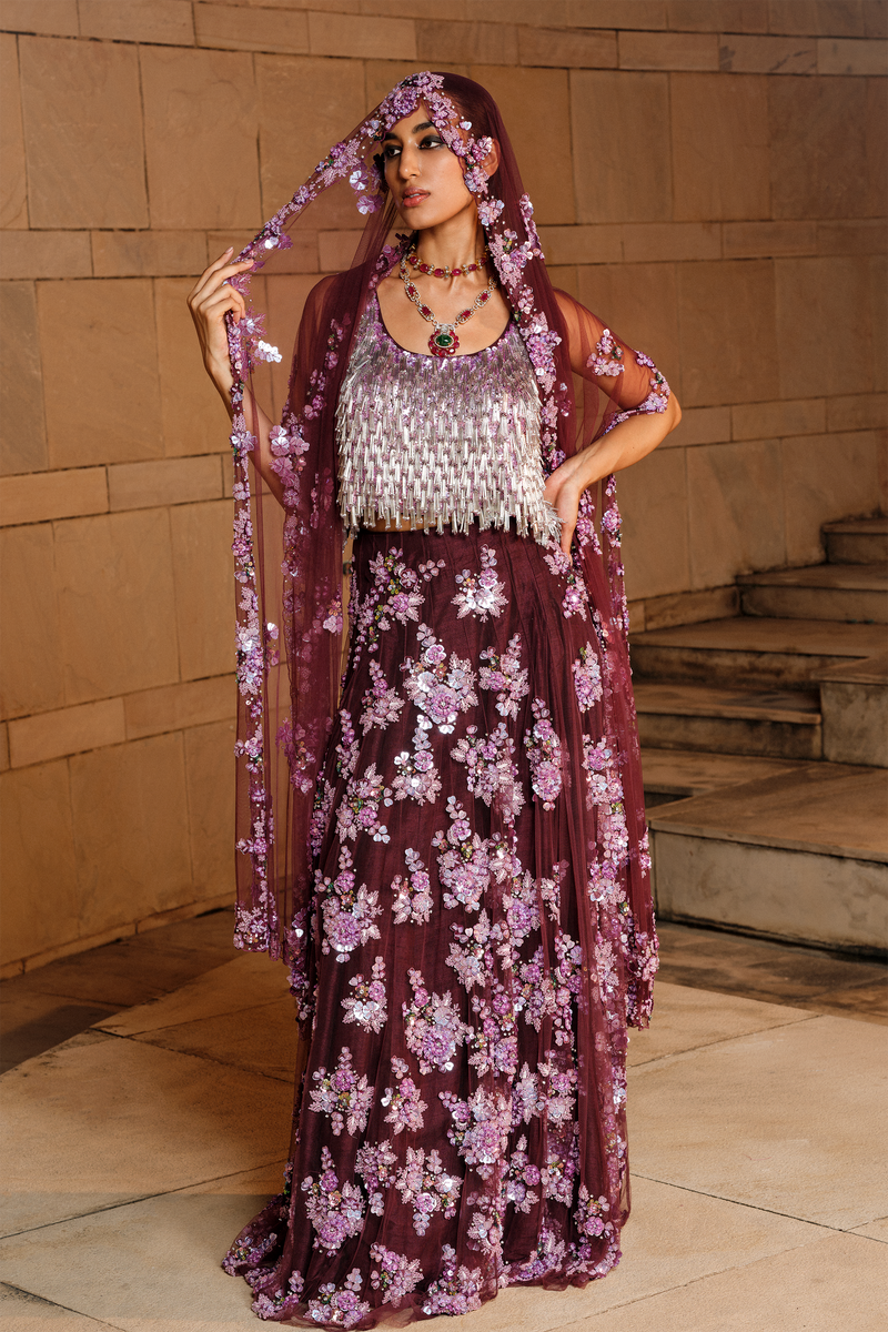 Purple Embellished Lehenga