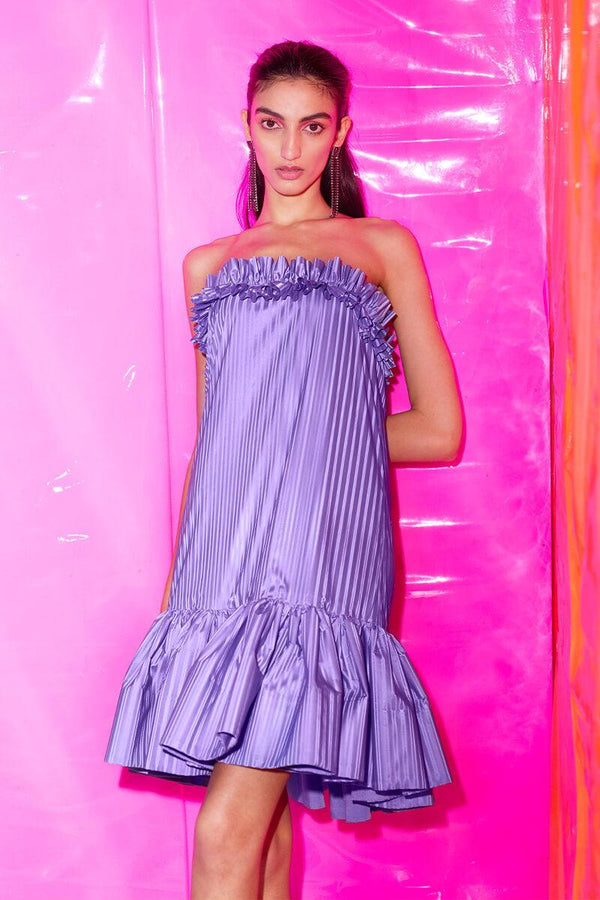 Lilac Ruffled Strapless Dress