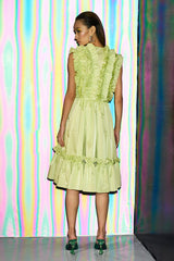 Neon Green Ruffled Sleeveless Dress