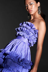 Purple Ruffled Tube Dress